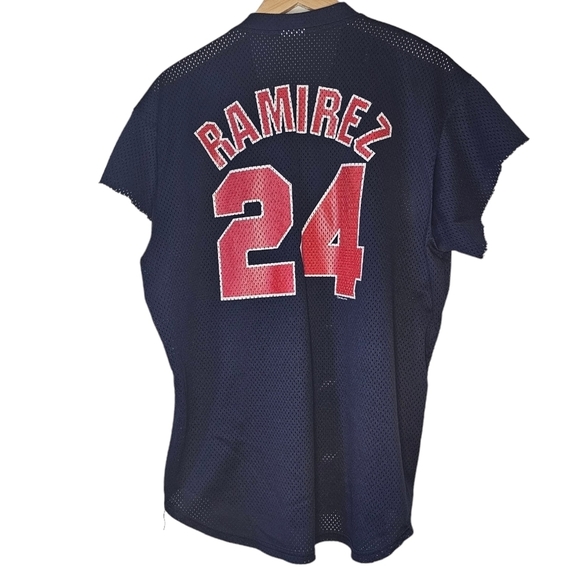 Vintage 1995 Manny Ramirez Indians Mesh Pullover Jersey Size XL Made in USA - Picture 1 of 9